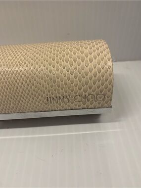 Jimmy Choo Cream Textured Glasses Case